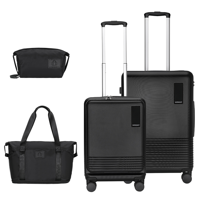 4 Piece Black Luggage Set 