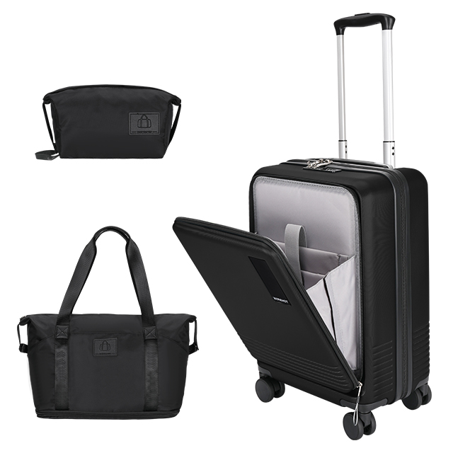  Carry-On Black Luggage Set 3 Piece