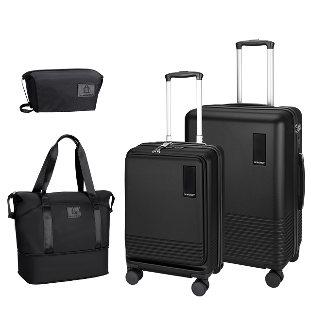 4 Piece Black Luggage Set 